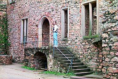 Imke on the stairs in front of the big hall