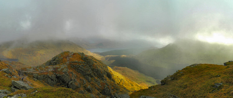 Picture of a cloud shrouded view from a hill