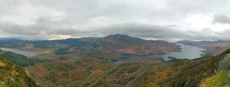 Picture of a panoramic view over two lochs and other hills