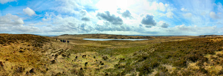 Picture of a panoramic view over a loch (lake) in a glen (valley)